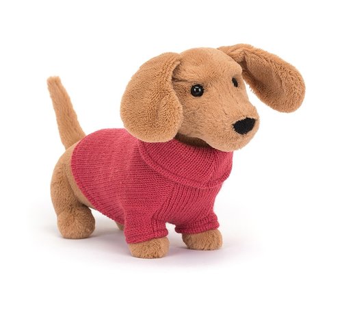 Jellycat Knuffel Sweater Sausage Dog Pink