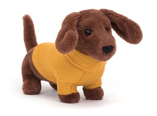 Jellycat Knuffel Sweater Sausage Dog Yellow