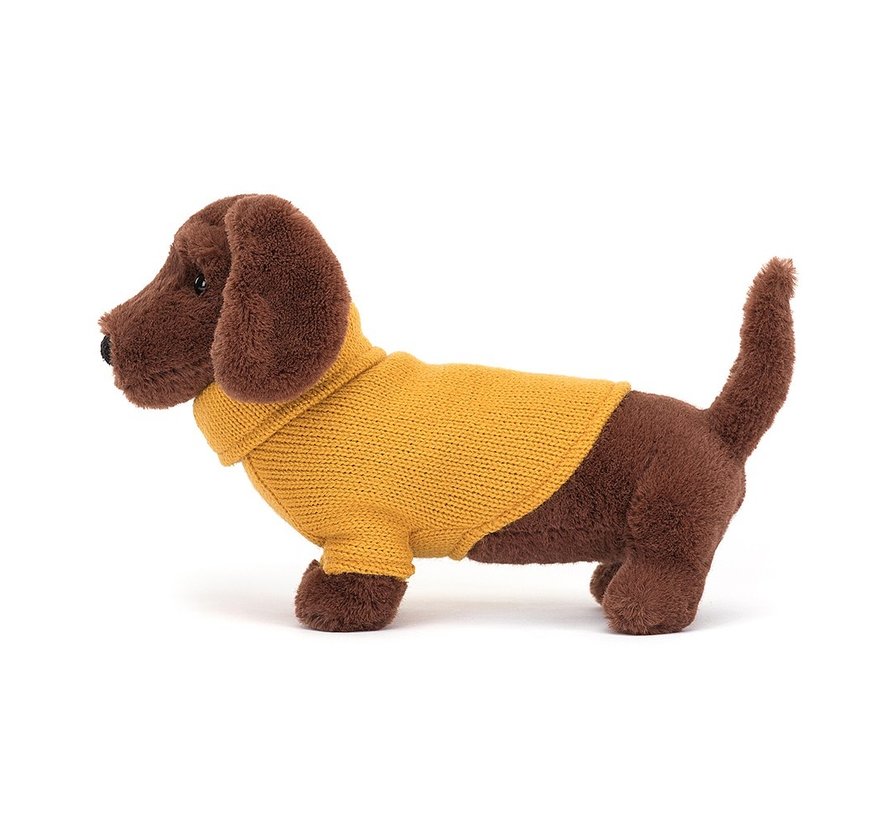 Knuffel Sweater Sausage Dog Yellow