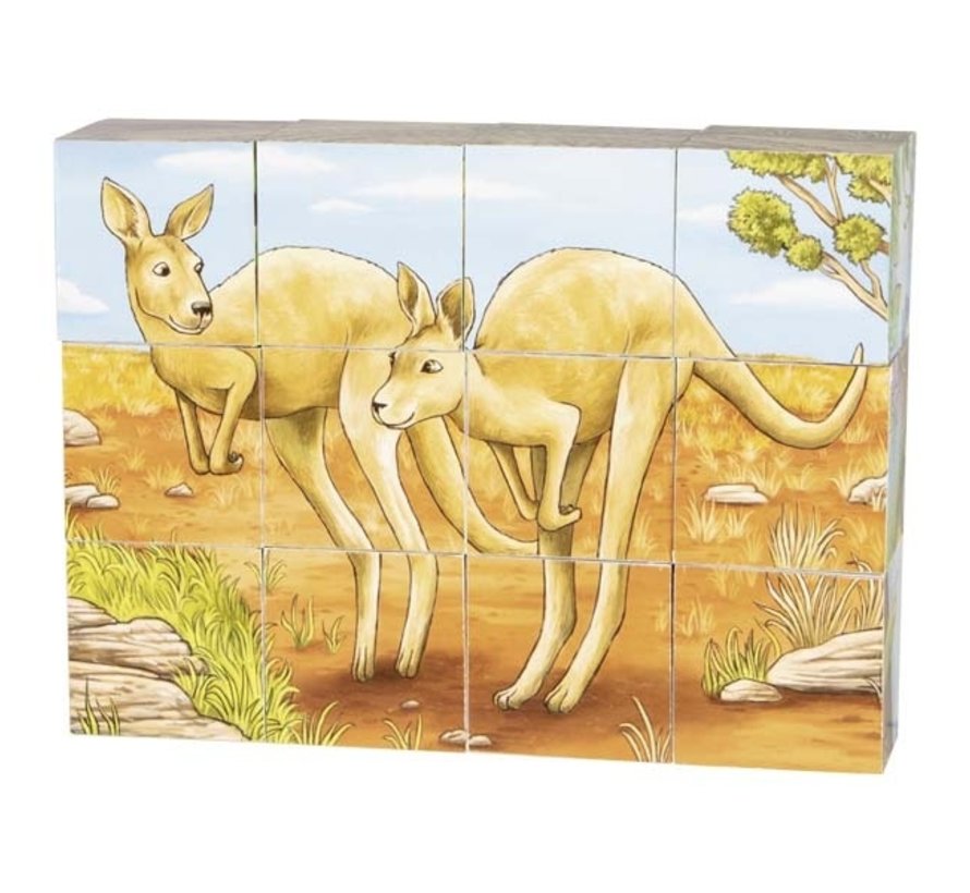 Blokkenpuzzel Australische Dieren Hout 12pcs