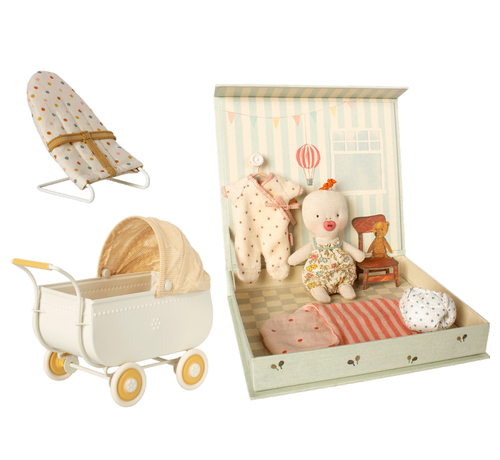 Maileg Ginger baby set incl. pram and babysitter chair