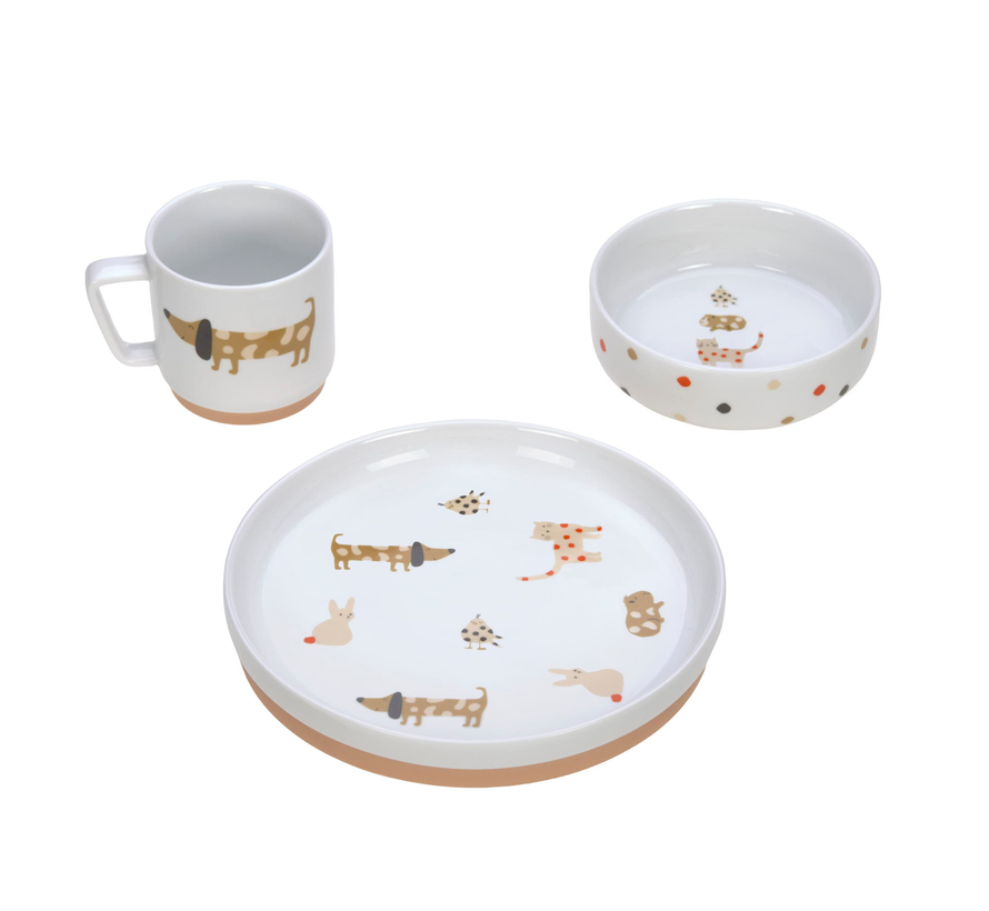 Dish Set Porcelain/Sillicone Little Mateys Spicey Orange