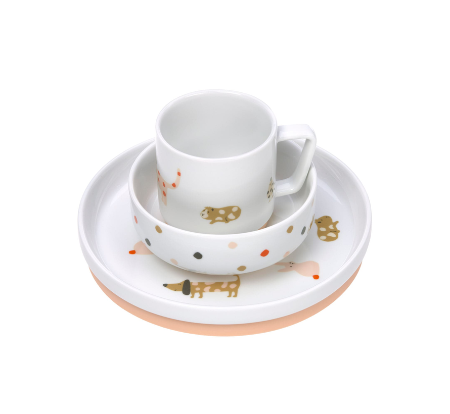 Dish Set Porcelain/Sillicone Little Mateys Spicey Orange