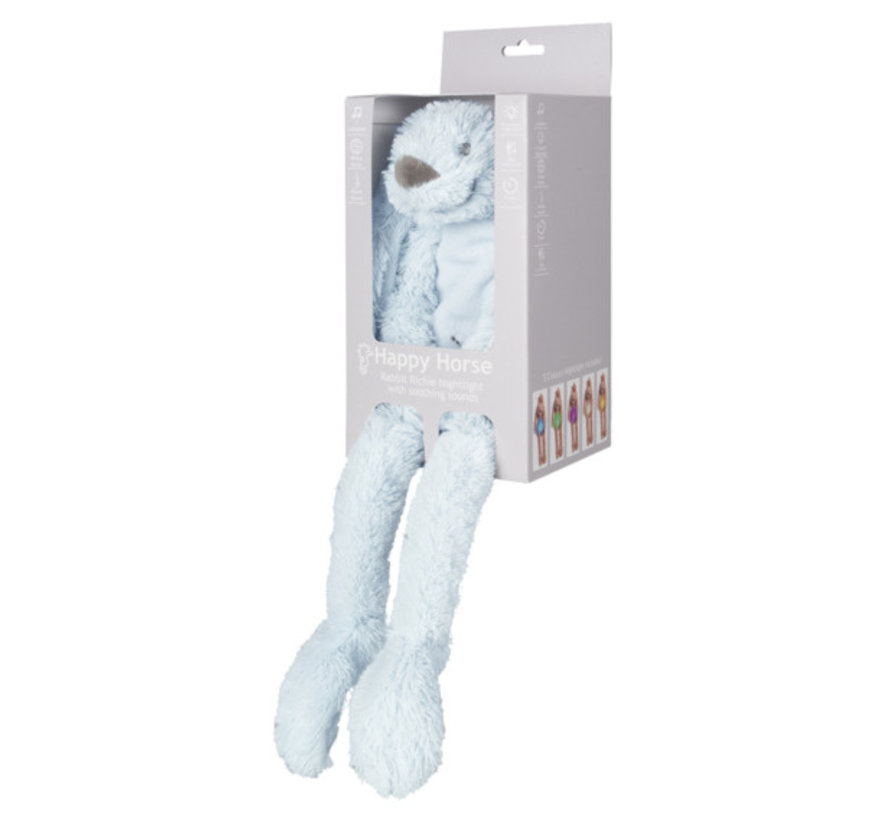 Knuffel Konijn Richie Blue met Nachtlamp en Geluid 34cm