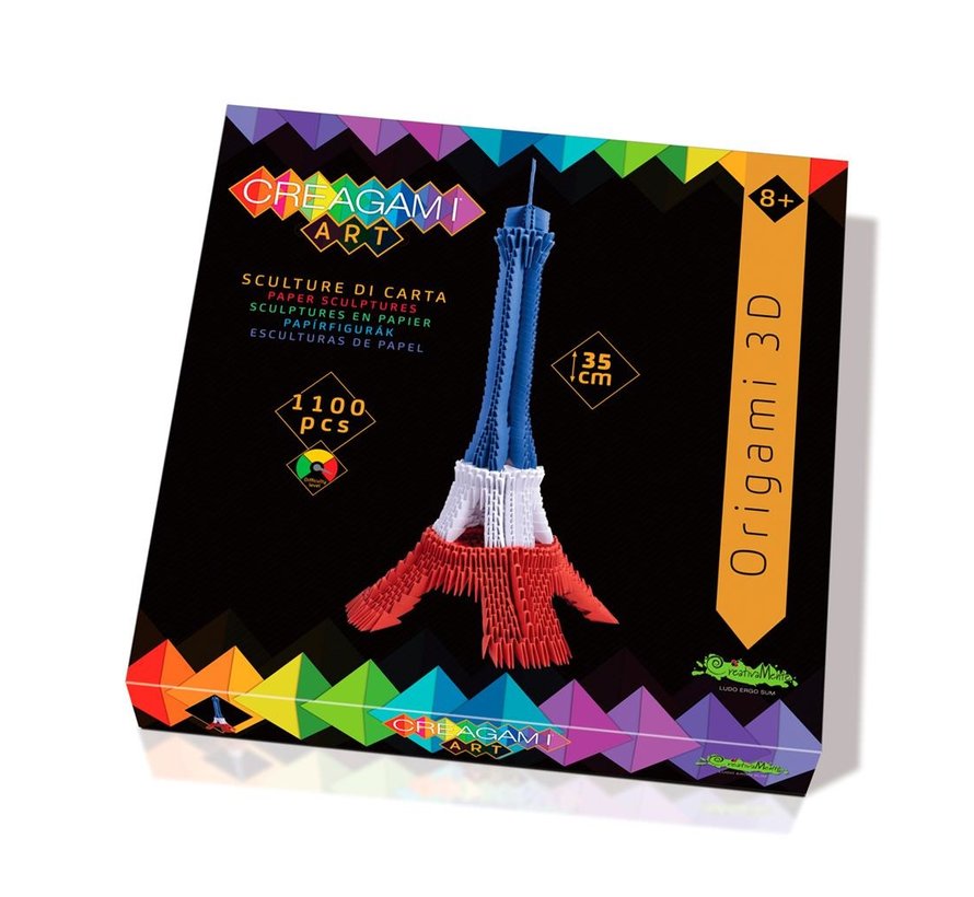 Origami Eiffeltoren Gekleurd 3D