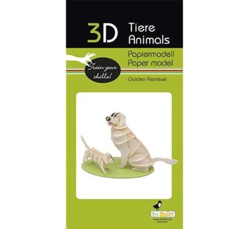 Fridolin 3D Papiermodel Hond Golden Retriever