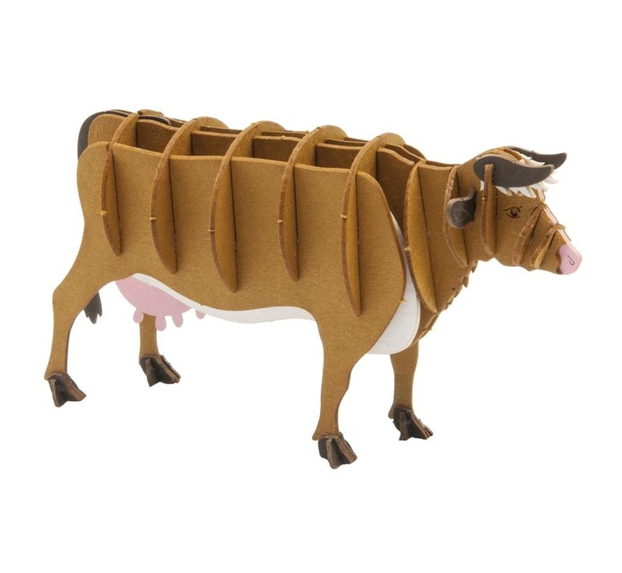 3D Paper Model Brown Cow