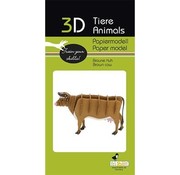 Fridolin 3D Paper Model Brown Cow