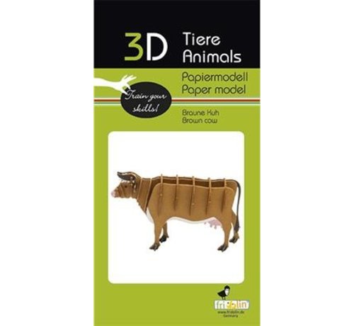 Fridolin 3D Paper Model Brown Cow