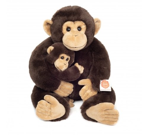 Hermann Teddy Stuffed Animal Chimpanzee with Baby 40cm