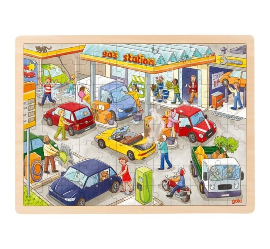 Puzzel Tankstation Hout 96pcs