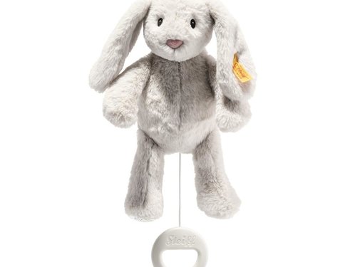 Steiff Hoppie rabbit 26 light grey music box