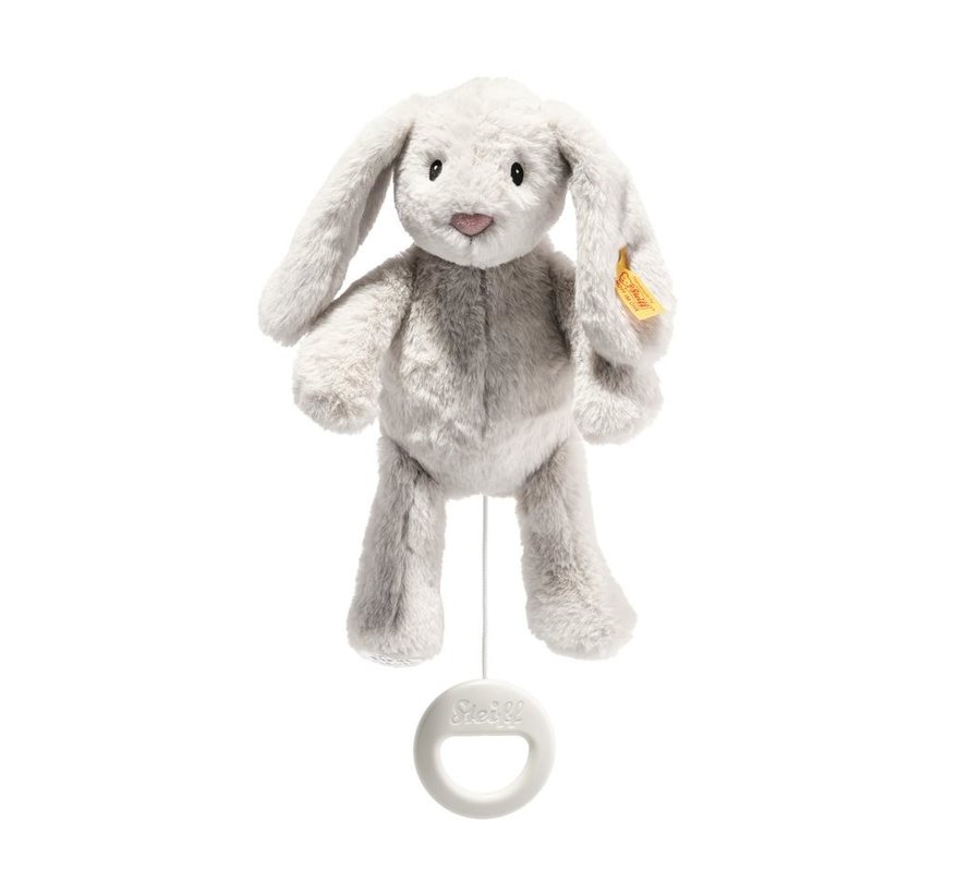 Hoppie rabbit 26 light grey music box