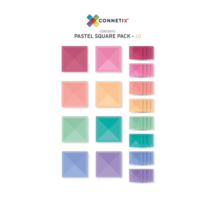 Magnetic Tiles Pastel Square 40 pcs