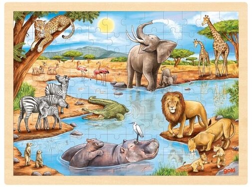 GOKI Puzzel Afrika Savanne Hout 96pcs