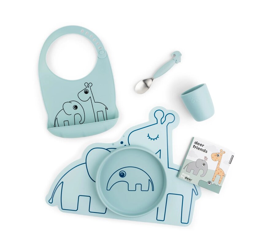 Kinderservies Cadeauset Siliconen Blue