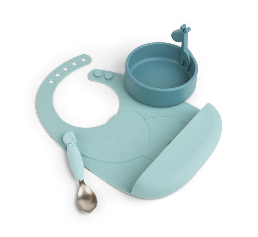 Peekaboo Kinderservies First Meal set Deer friends Blue