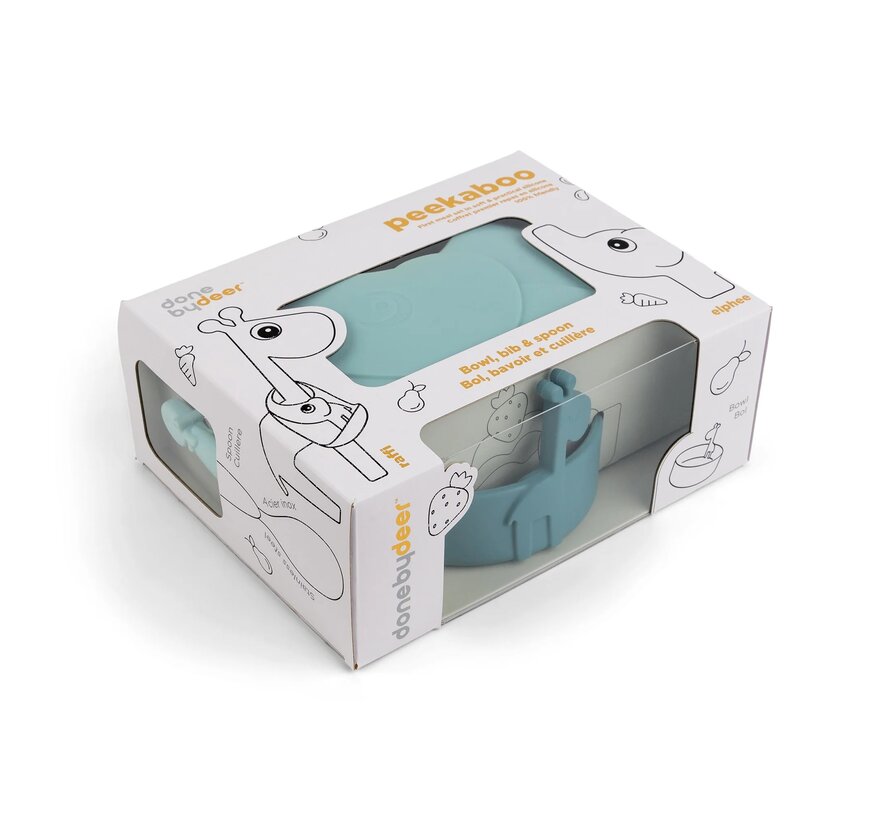 Peekaboo Kinderservies First Meal set Deer friends Blue