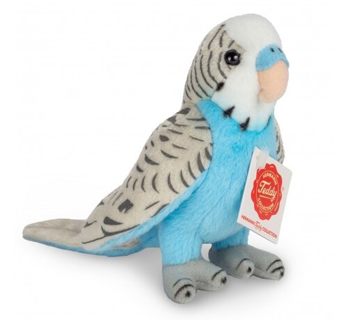 Hermann Teddy Knuffel Parkiet Blauw 13cm