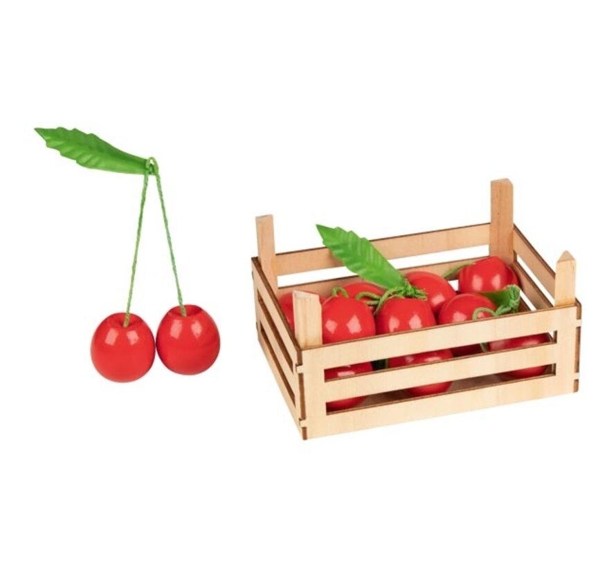 Cherries in fruit crate