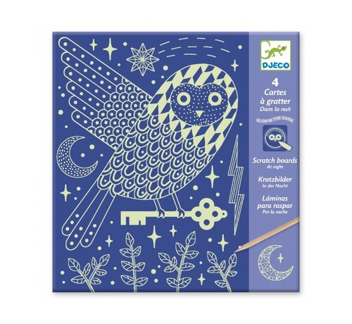 Djeco GLOW IN THE DARK SCRATCHCARDS - At night - FSC Mix (Packaging)