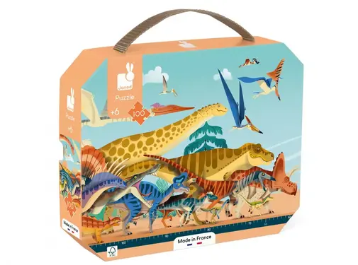 Janod Puzzel Panorama Dino in Opbergkoffer 100pcs