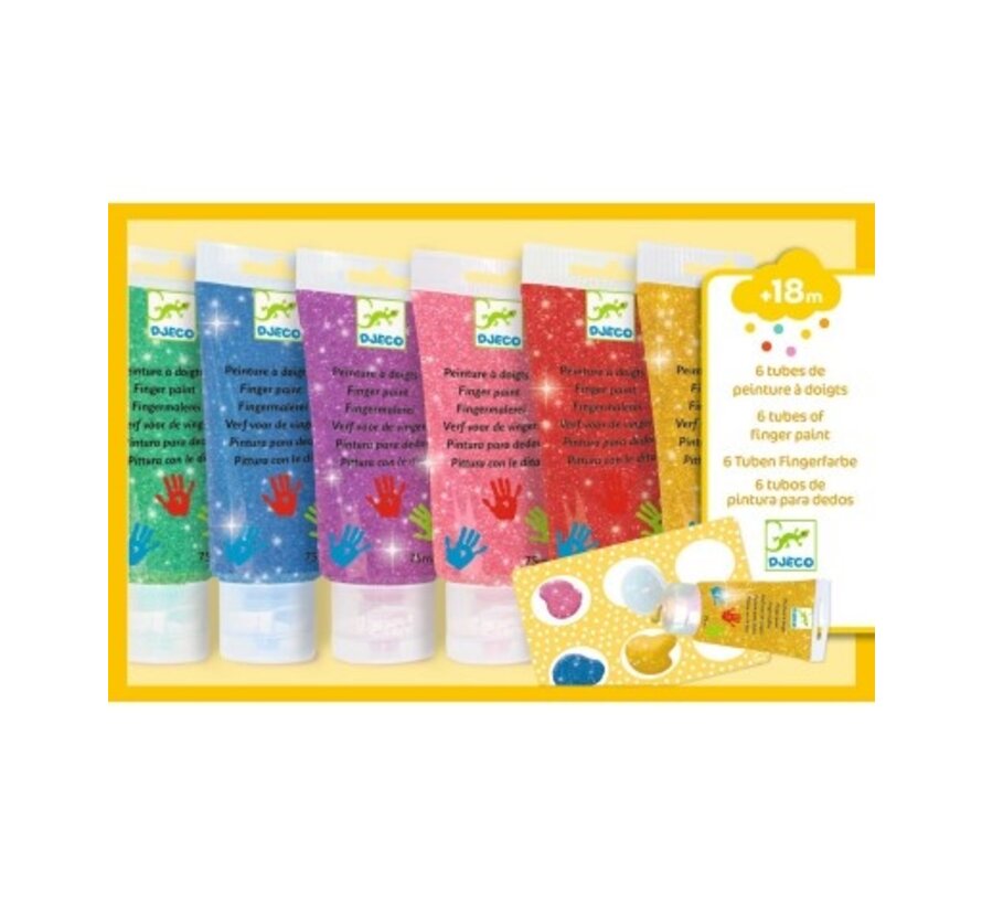 6 tubes of finger paint - Glitter