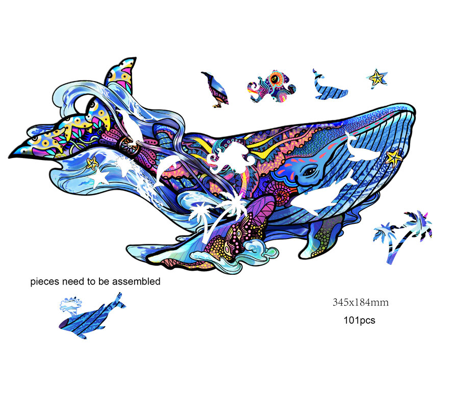 RainboWooden Puzzle - Blue whale