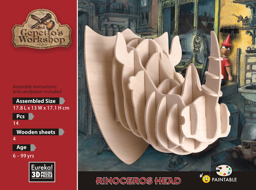 Eureka 3D Hout Model Gepetto´s Rinoceros Head