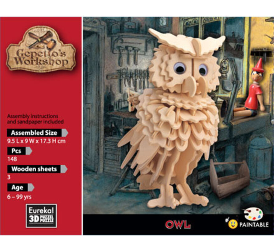 3D Wood Model Gepetto´s Owl