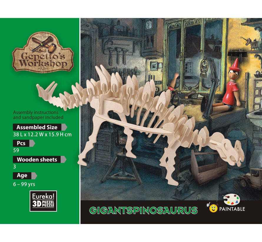 3D Wood Model Gepetto´s Gigantspinosaurus