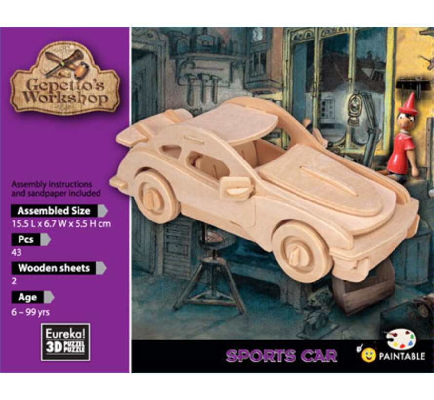 3D Wood Model Gepetto´s Sports Car