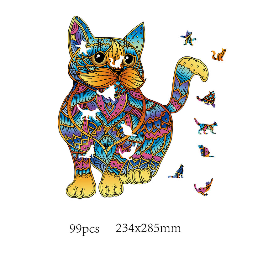 Rainbow Wooden Puzzle Cat