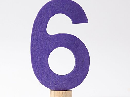 Grimm's Houten Cijfer 6 Decoratief 04606