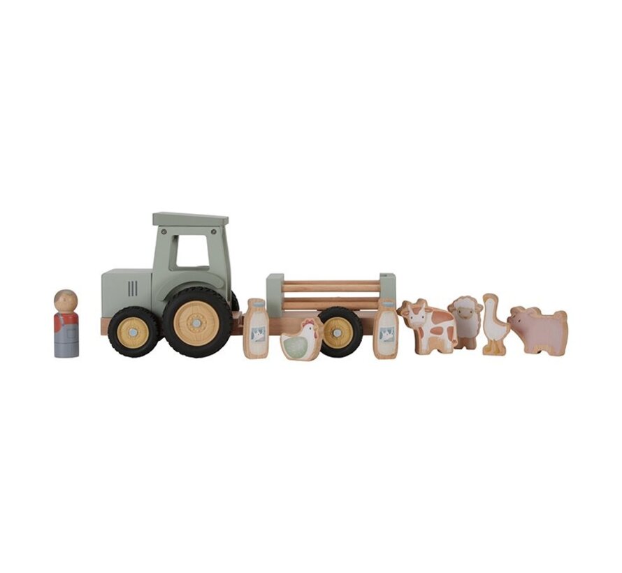 Tractor met Aanhanger Little Farm Hout