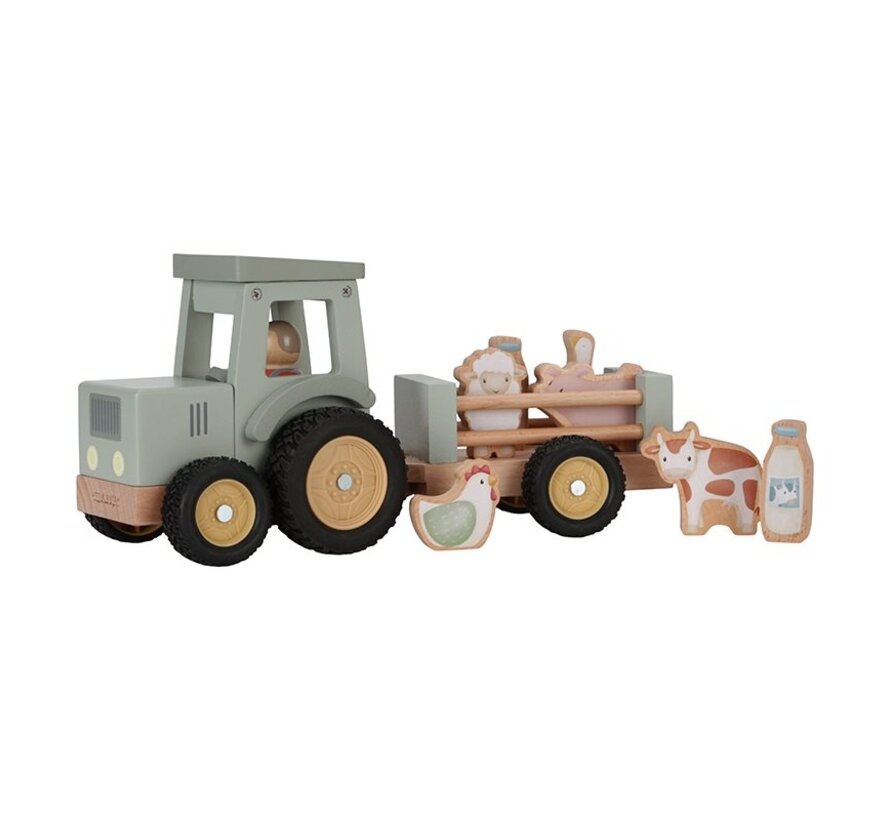 Tractor met Aanhanger Little Farm Hout