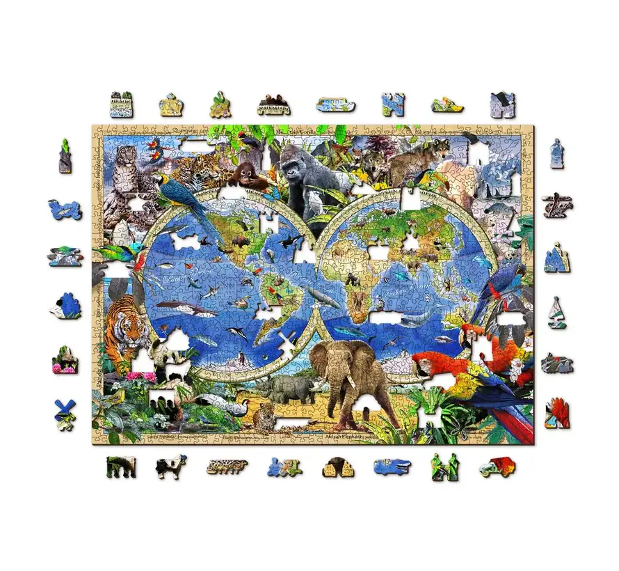 Puzzel Hout Animal Kingdom Map 1010pcs