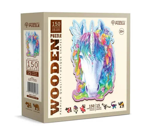 Wooden City Puzzel Hout Stylish Unicorn 150pcs