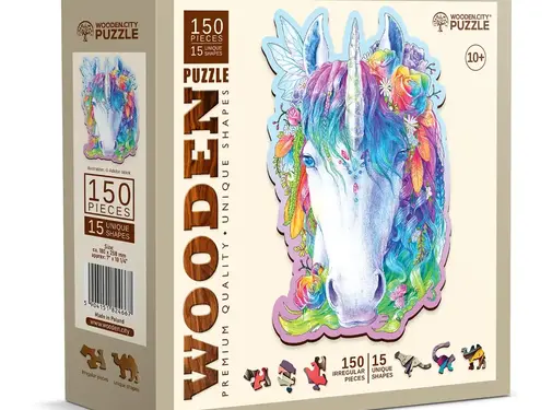 Wooden City Puzzel Hout Stylish Unicorn 150pcs