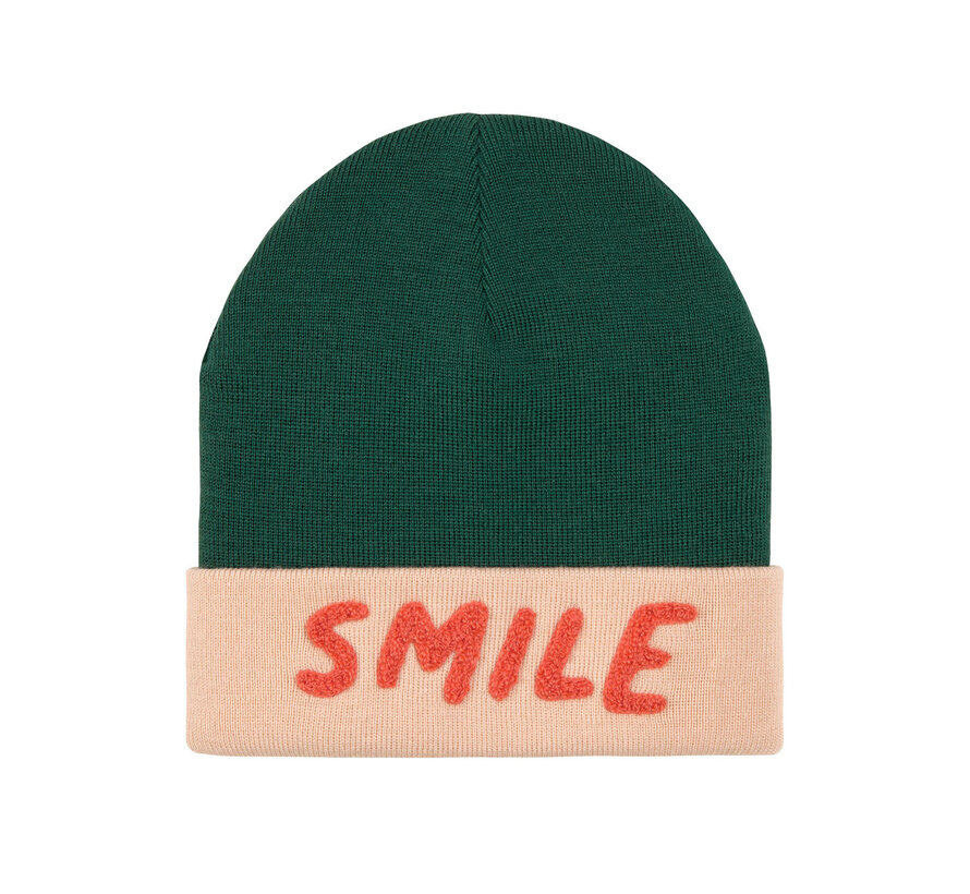 Merino Beanie Little Gang Smile Green/Rose