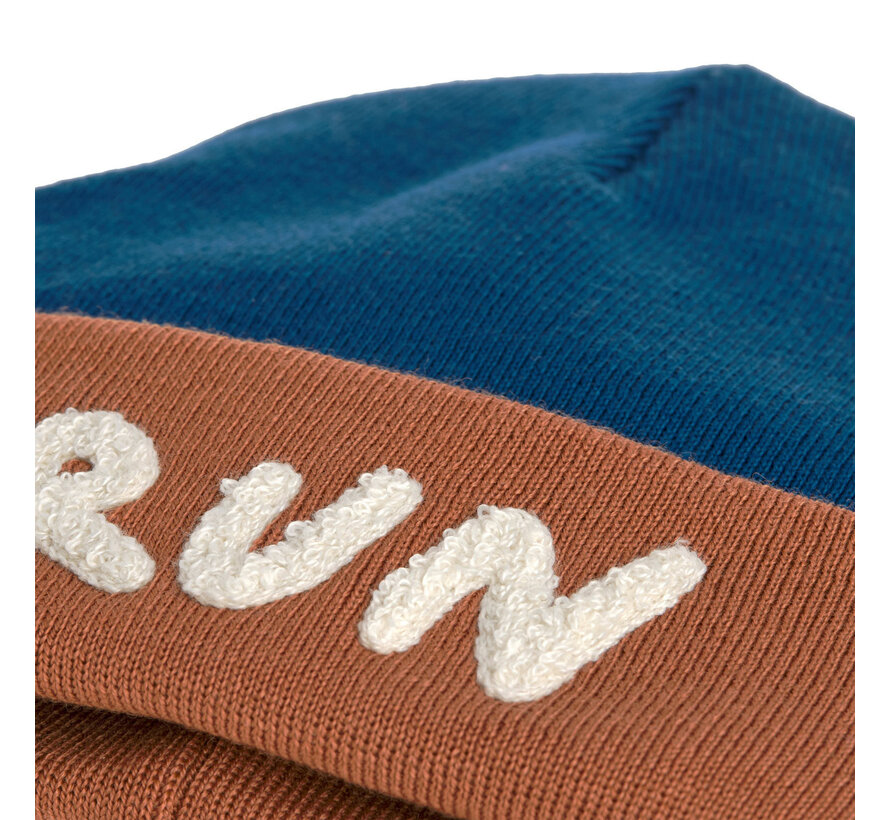 Merino Beanie Little Gang Run Brown Blue