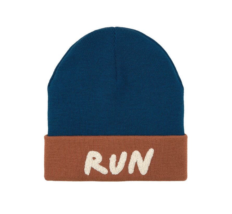 Merino Beanie Little Gang Run Brown Blue