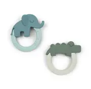 Done by Deer Teether 2-pack Deer friends Green/Blue