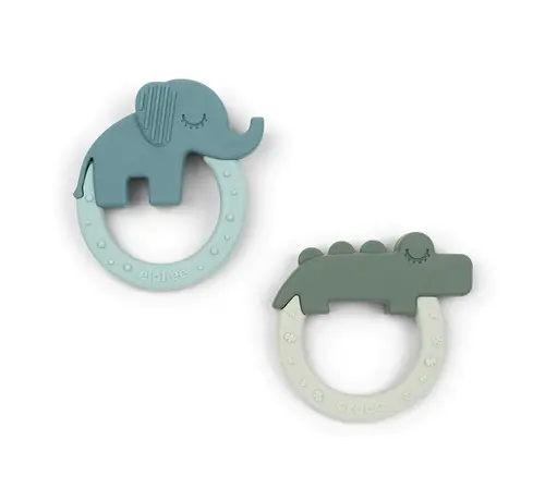 Done by Deer Teether 2-pack Deer friends Green/Blue