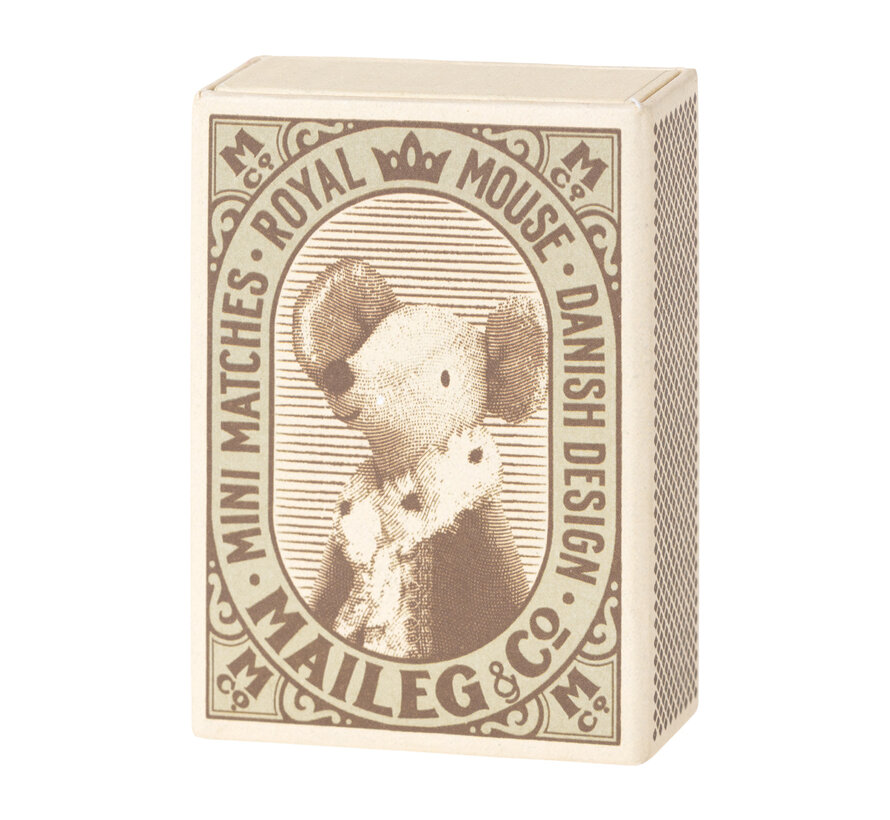 Sleepy/wakey baby mouse in matchbox - Blue