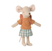 Maileg Tricycle Mouse Grote Zus met Rugzak Old Rose