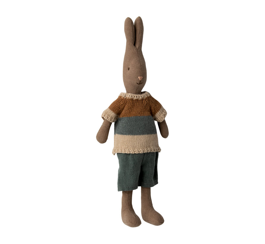Knuffel Rabbit Size 2 Bruin met Shirt en Short 29cm