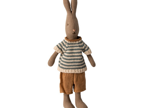 Maileg Knuffel Rabbit Size 1 Bruin met Shirt en Short 25cm