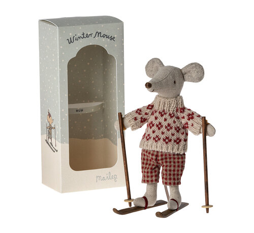 Maileg Winter mouse with ski set, Mum