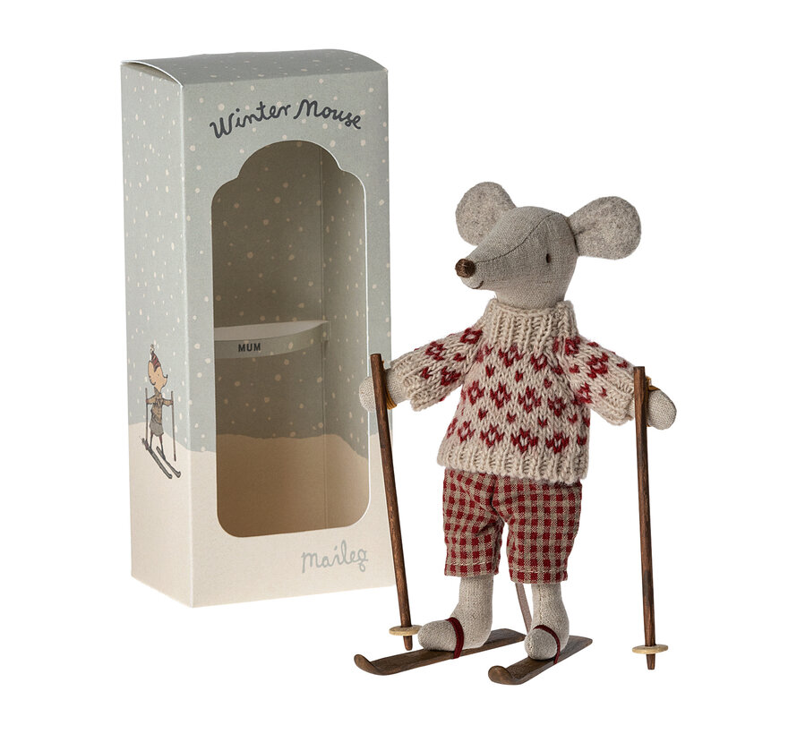 Winter mouse with ski set, Mum